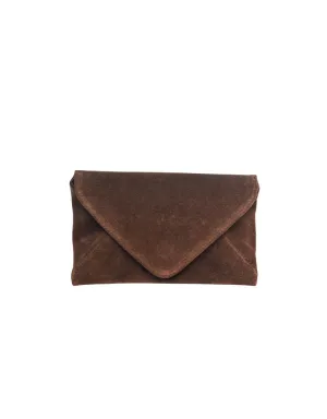 KJC Adrianna Suede Envelope Wallet In Chocolate