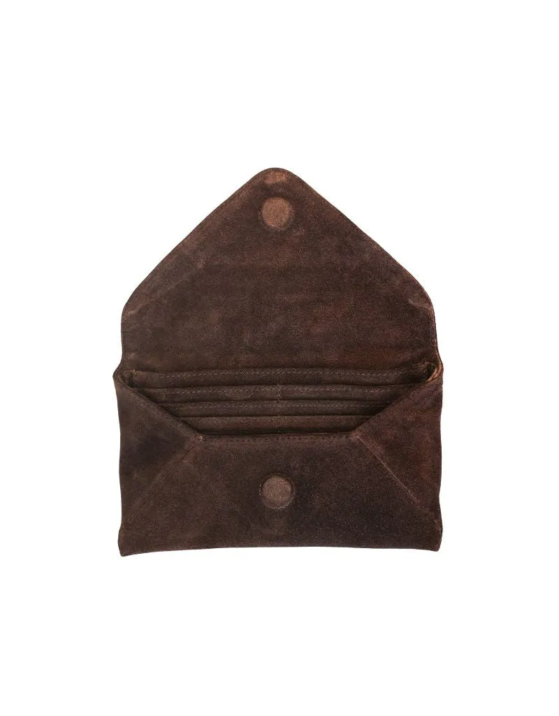 KJC Adrianna Suede Envelope Wallet In Chocolate