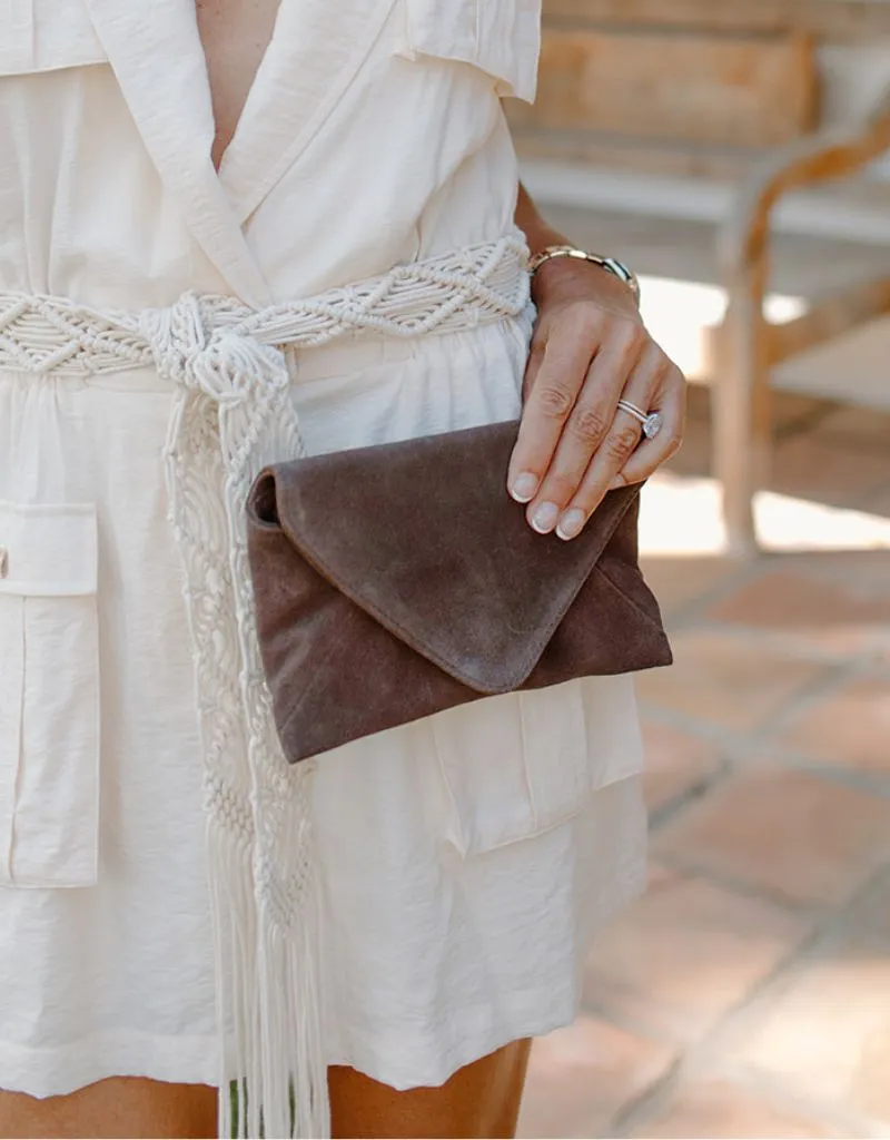 KJC Adrianna Suede Envelope Wallet In Chocolate