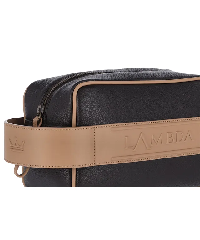 Lambda Sapri Brown & Beige Necessaire Pouch