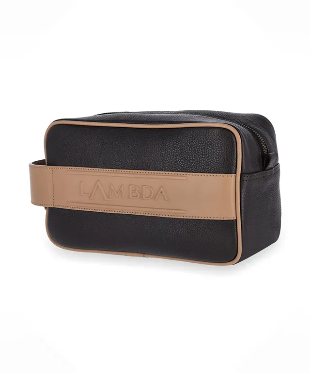 Lambda Sapri Brown & Beige Necessaire Pouch