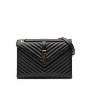 Large Grain de Poudre Monogram Chevron Envelope Bag