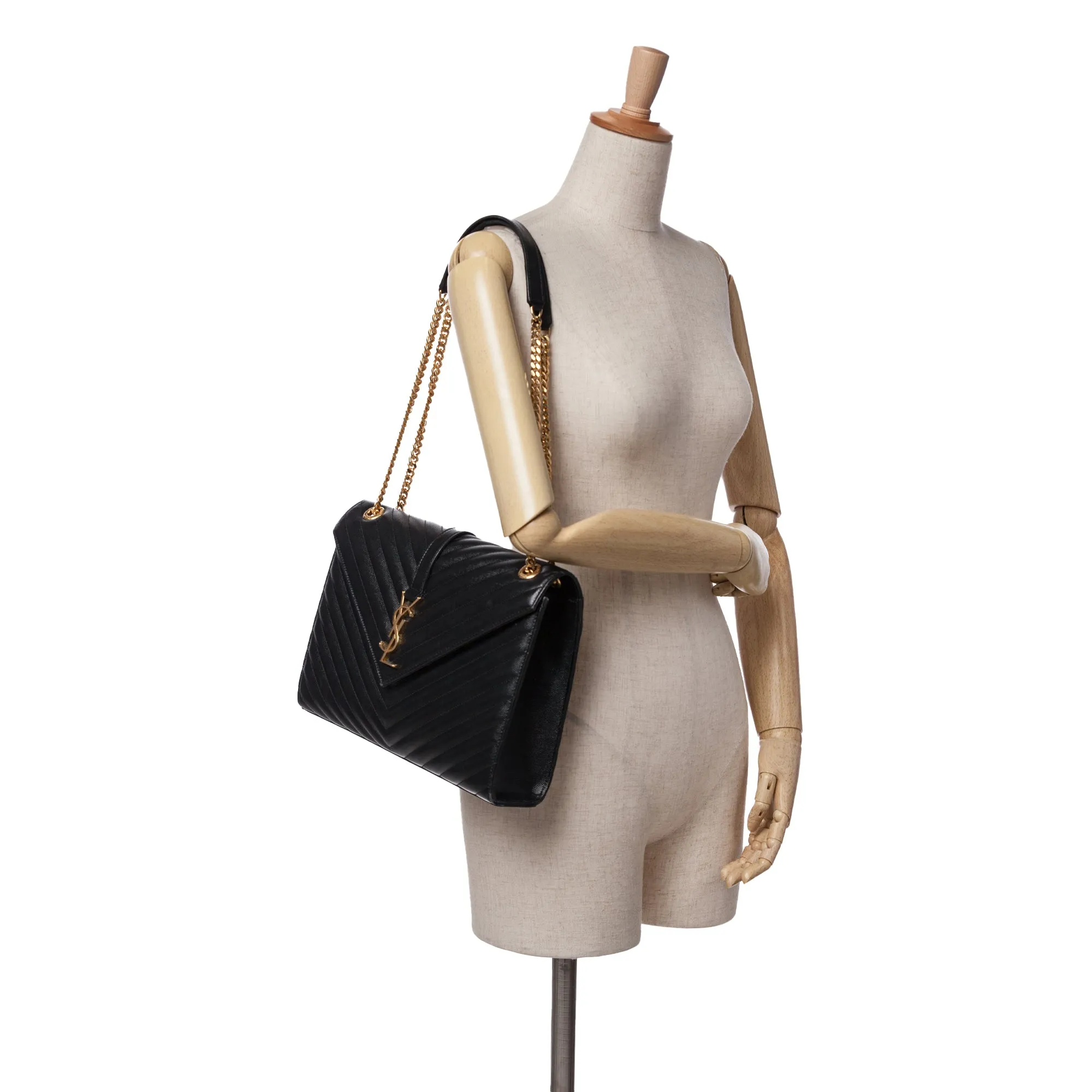 Large Grain de Poudre Monogram Chevron Envelope Bag