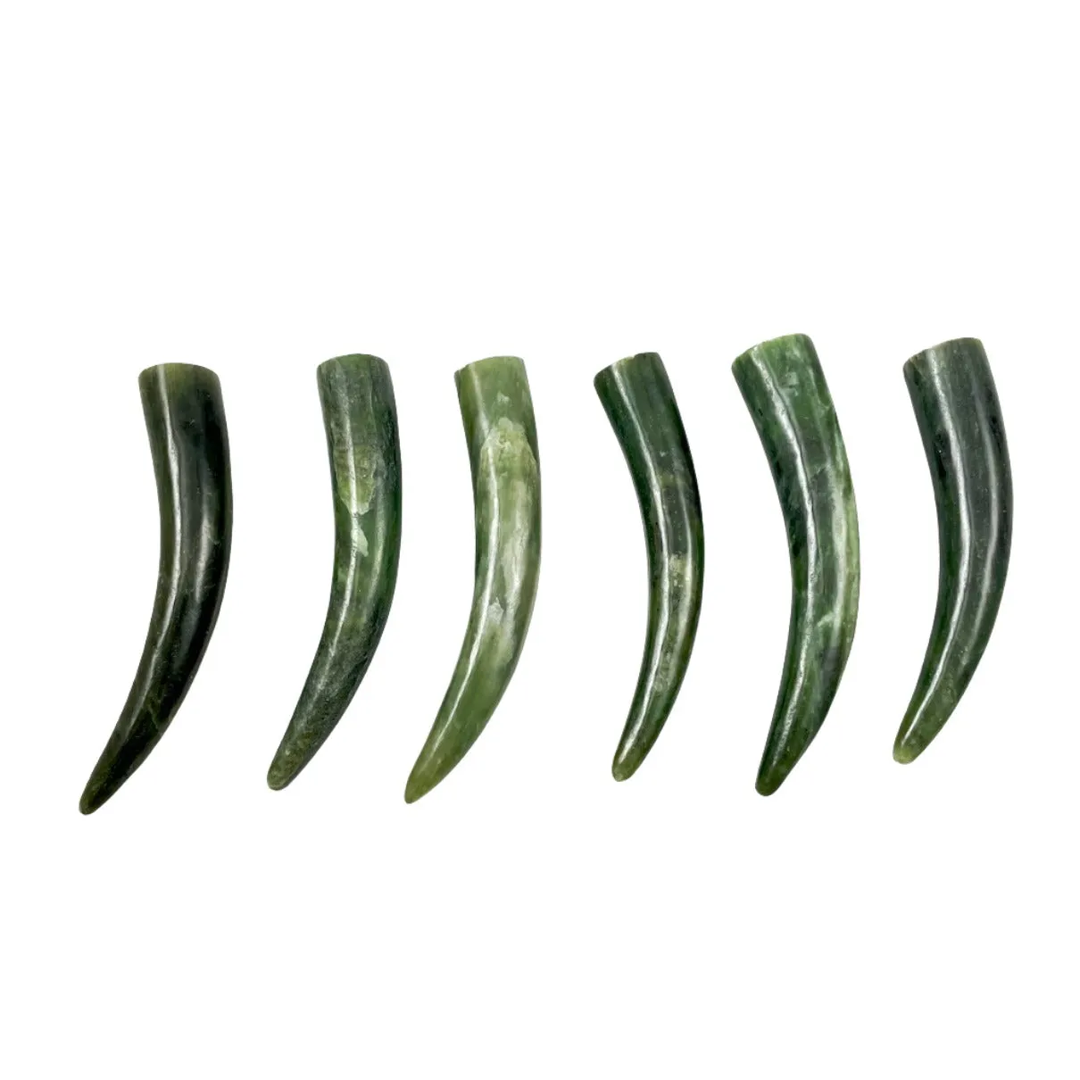 Large Green Jade Tusk Horns - Lucky Amulets