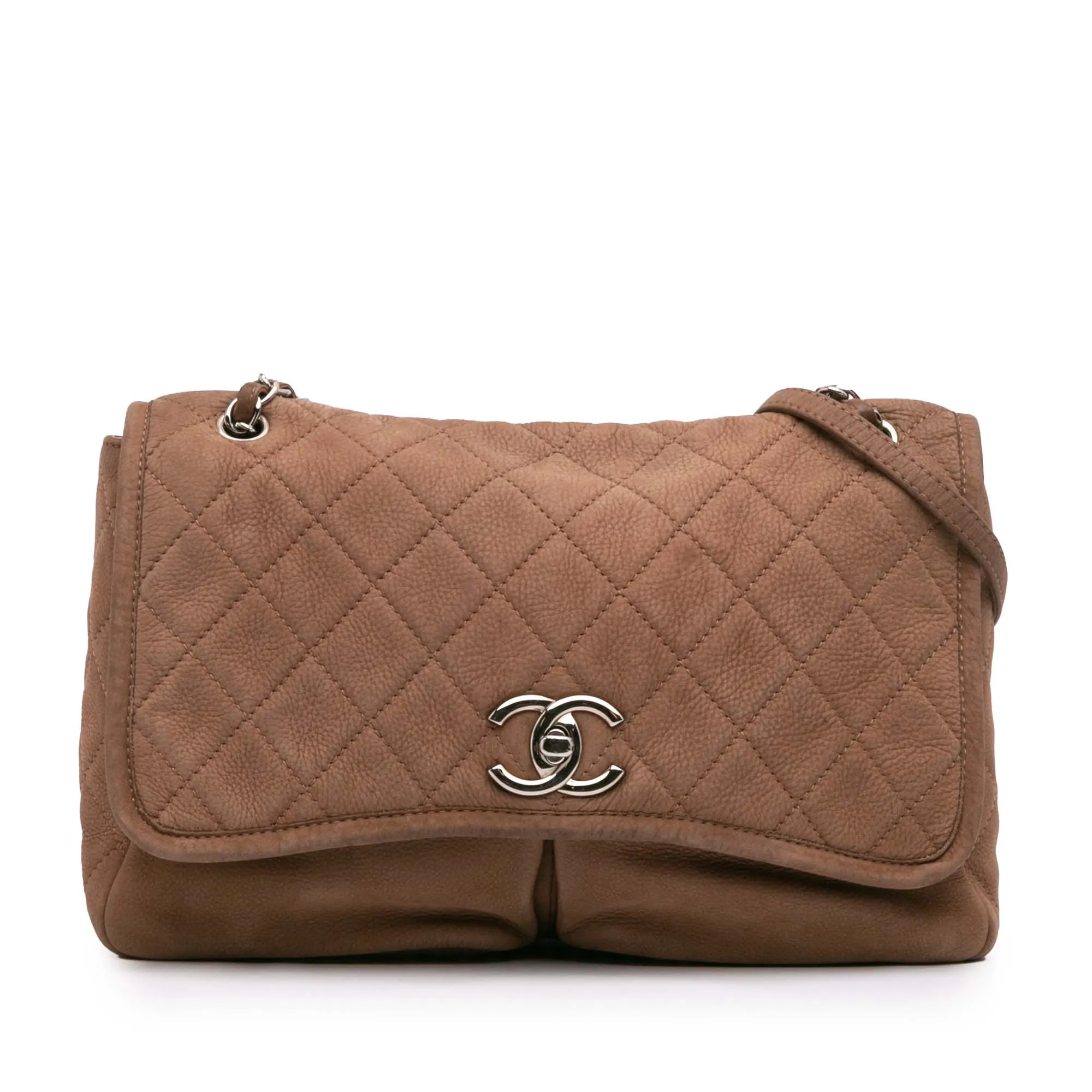 Large Quilted Nubuck Natural Beauty Split Pocket Flap