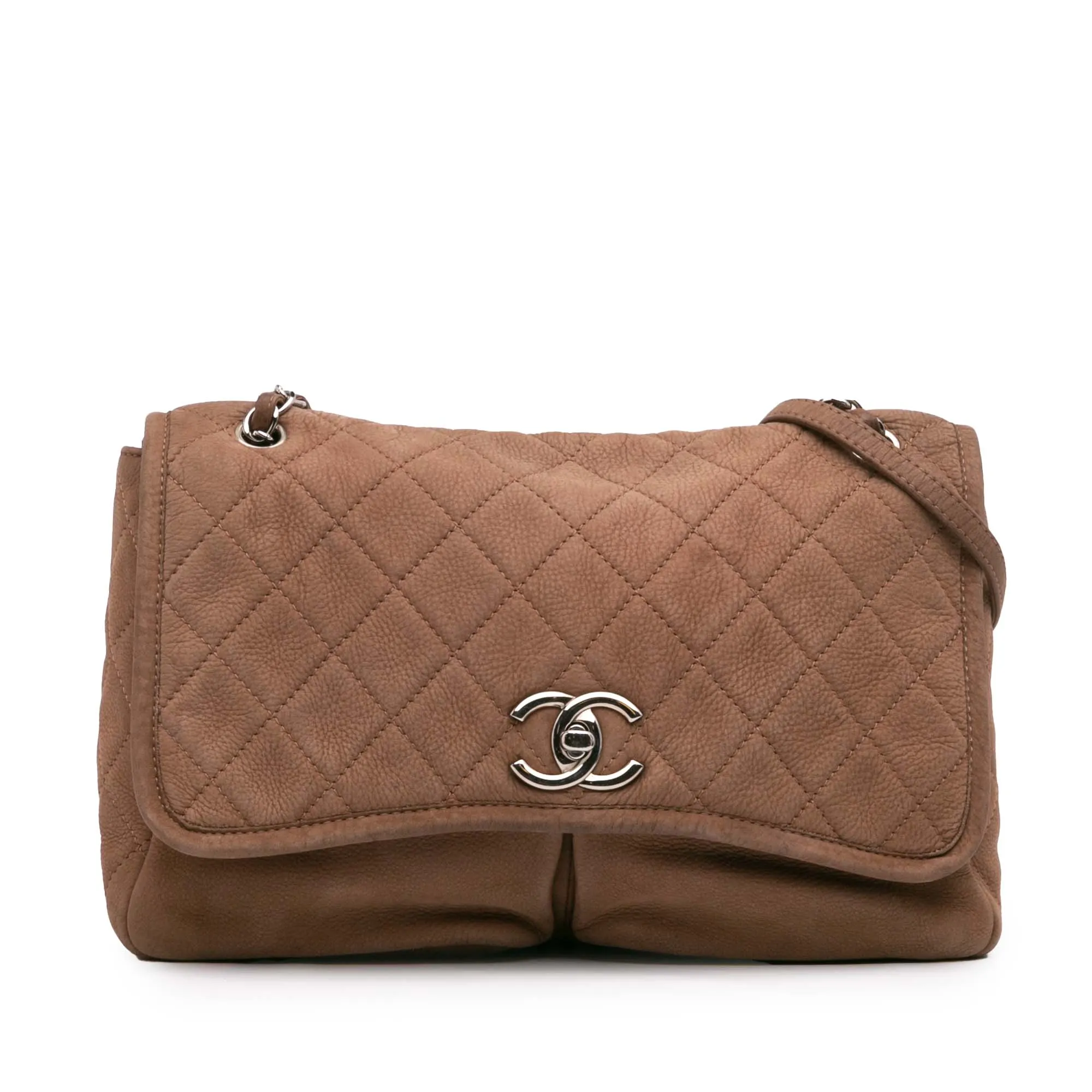 Large Quilted Nubuck Natural Beauty Split Pocket Flap