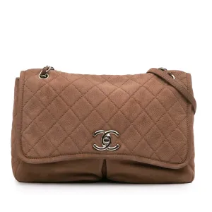 Large Quilted Nubuck Natural Beauty Split Pocket Flap
