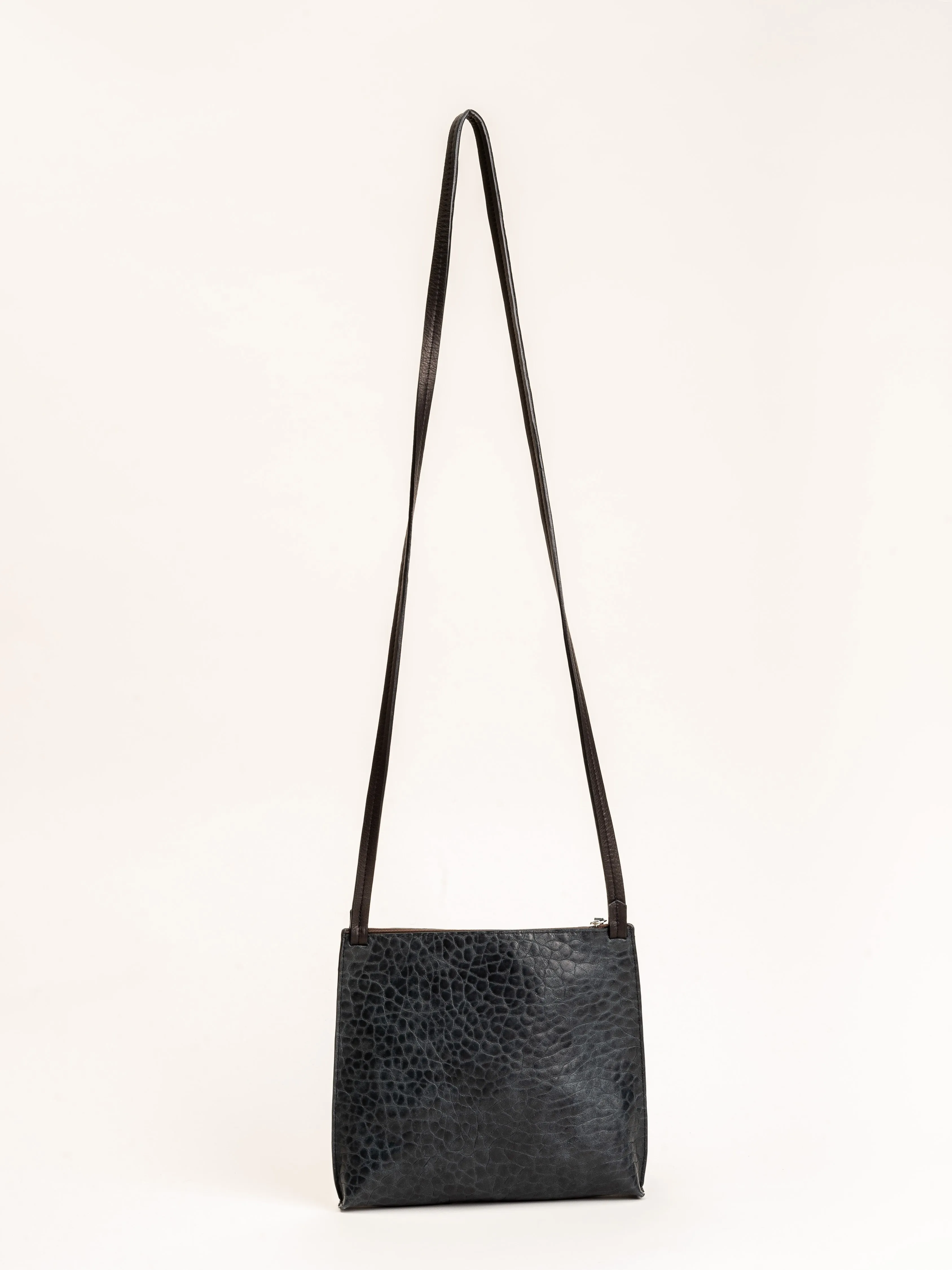 large strappy pouch - blue sheepskin