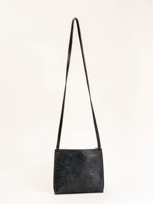 large strappy pouch - blue sheepskin