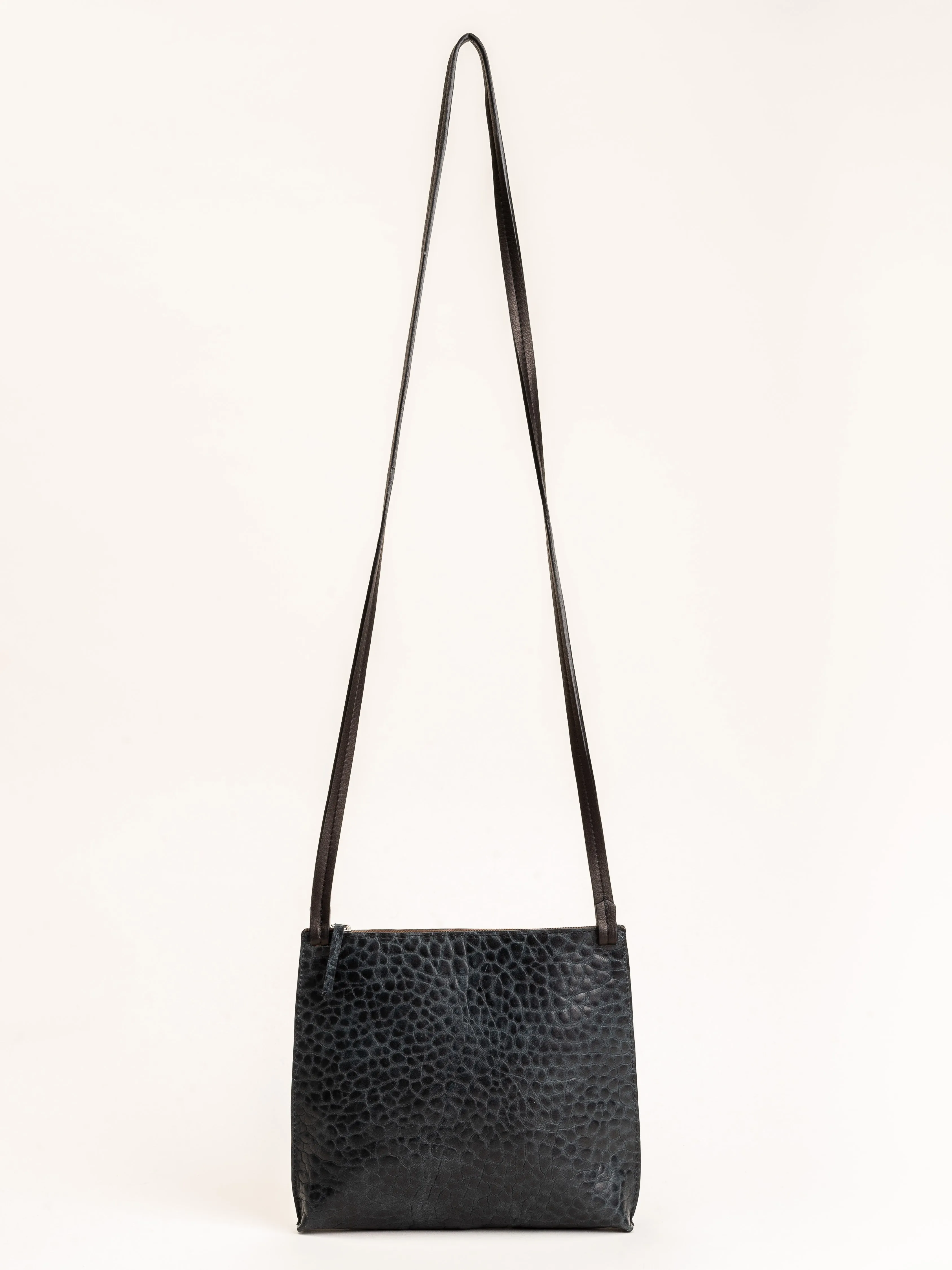 large strappy pouch - blue sheepskin