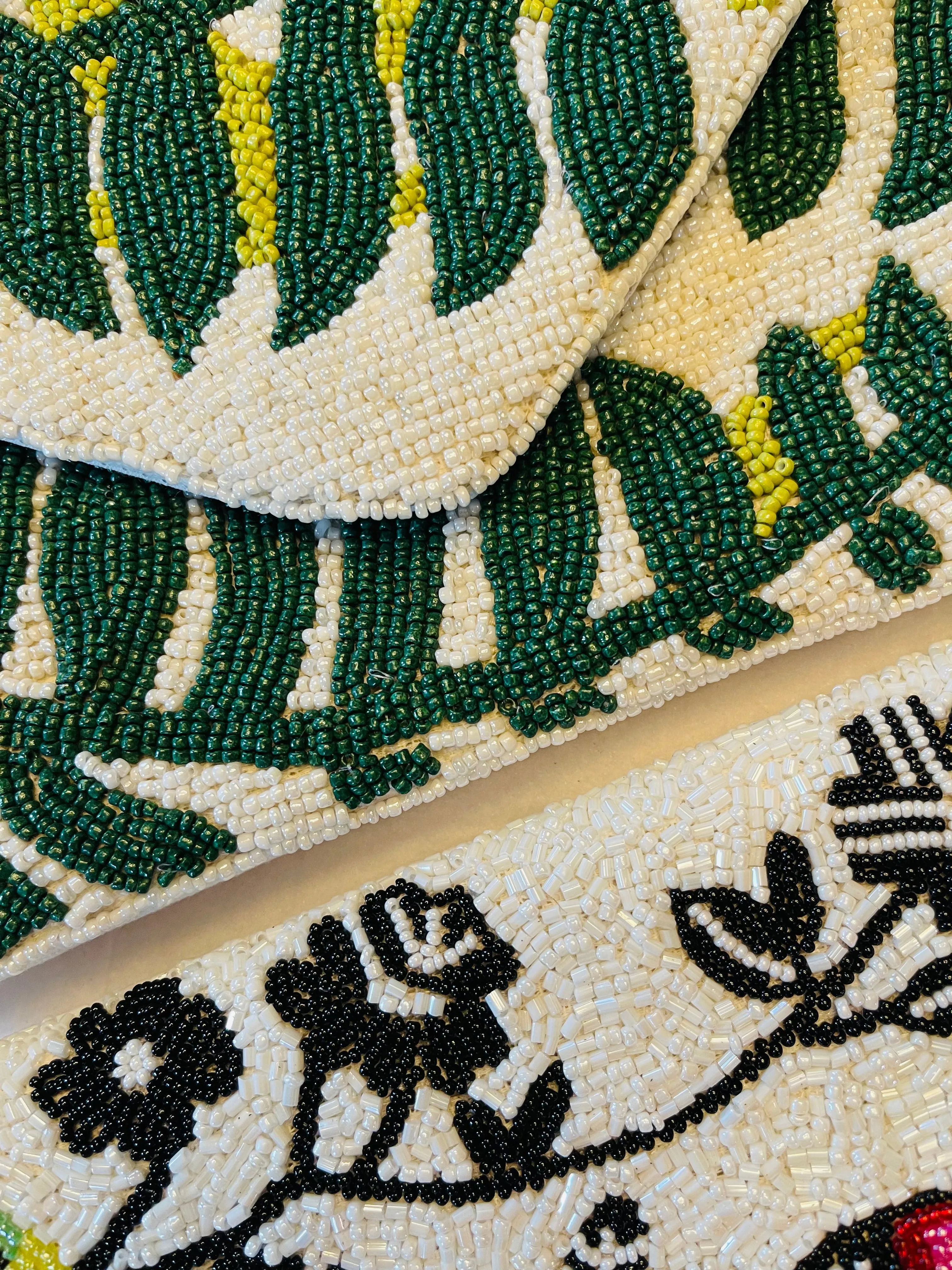 Leaf Pattern Handmade Beaded Clutch