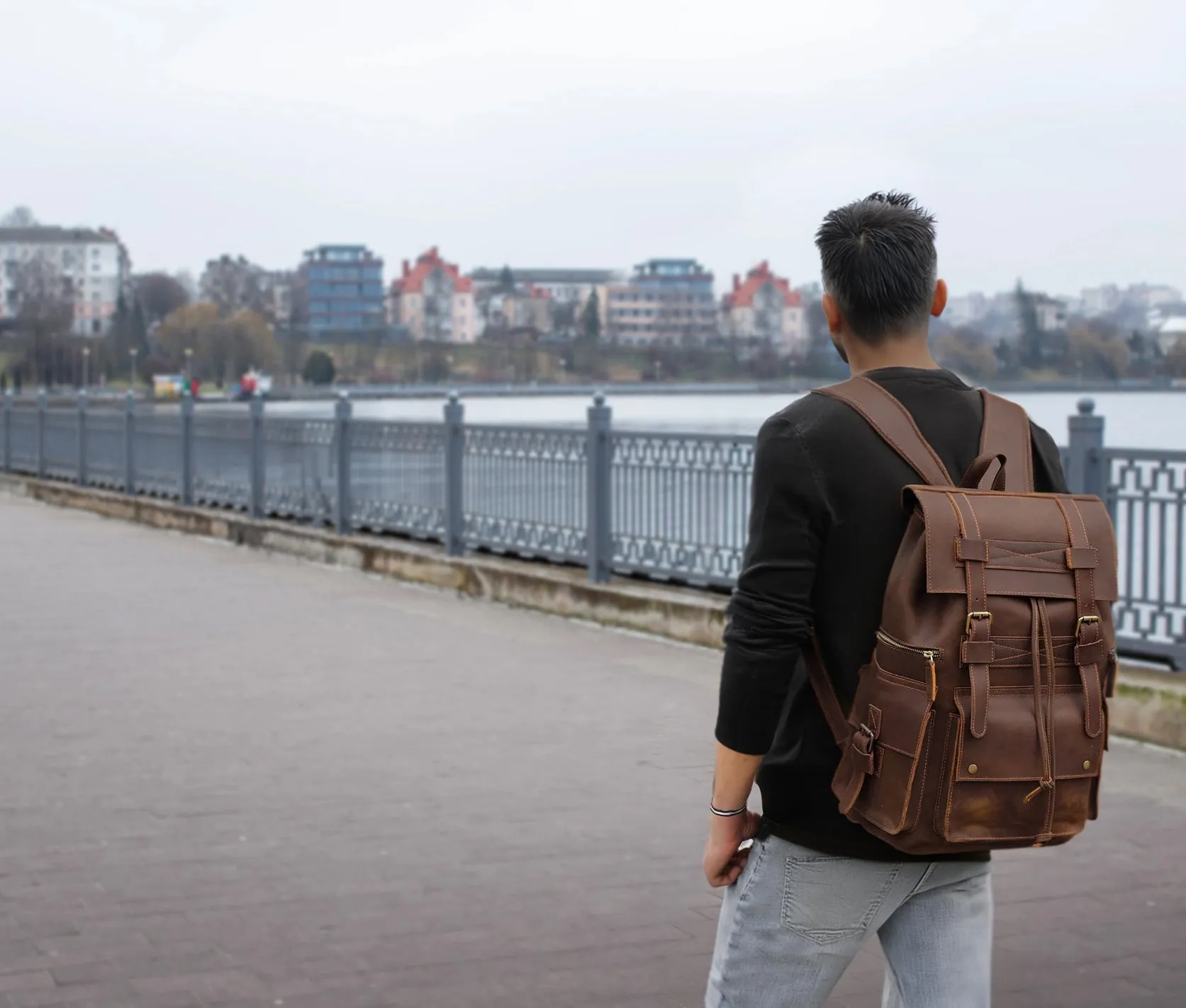 Leather Backpack Brown | Waitomo
