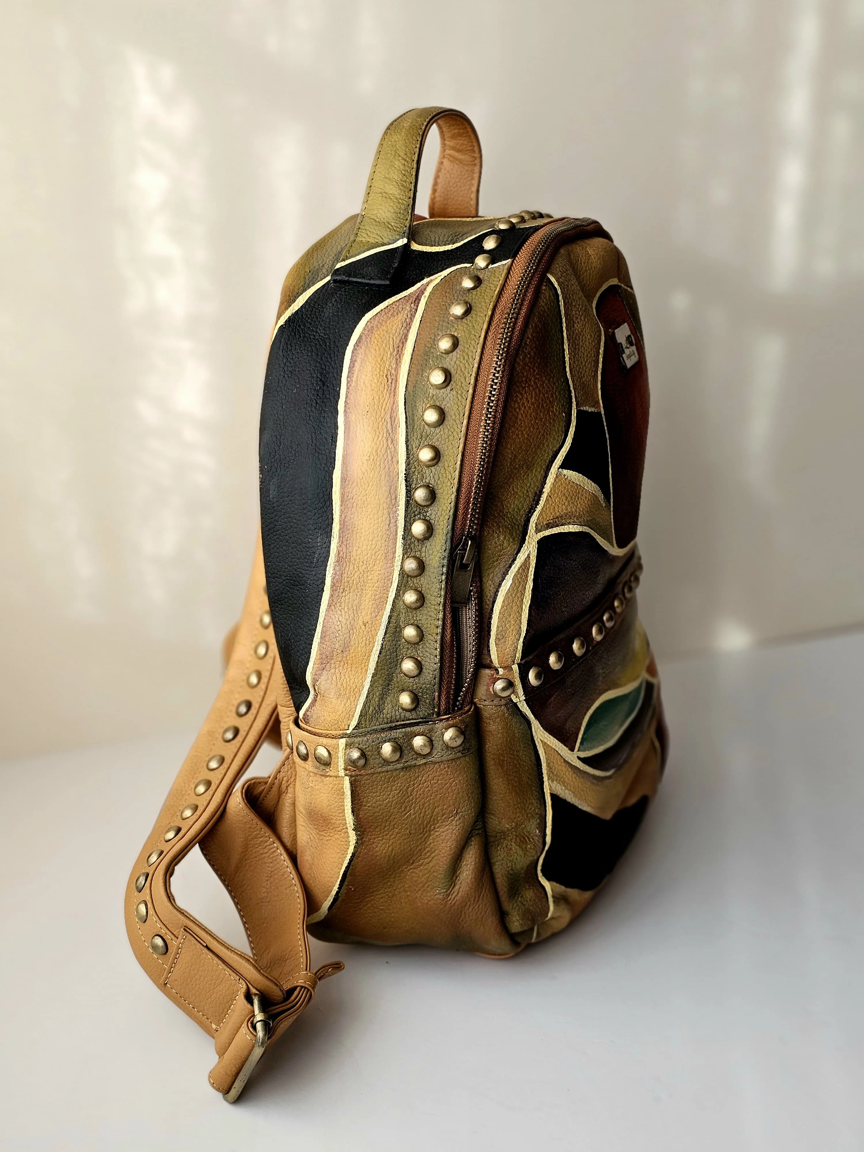 Leather Backpack with Studs
