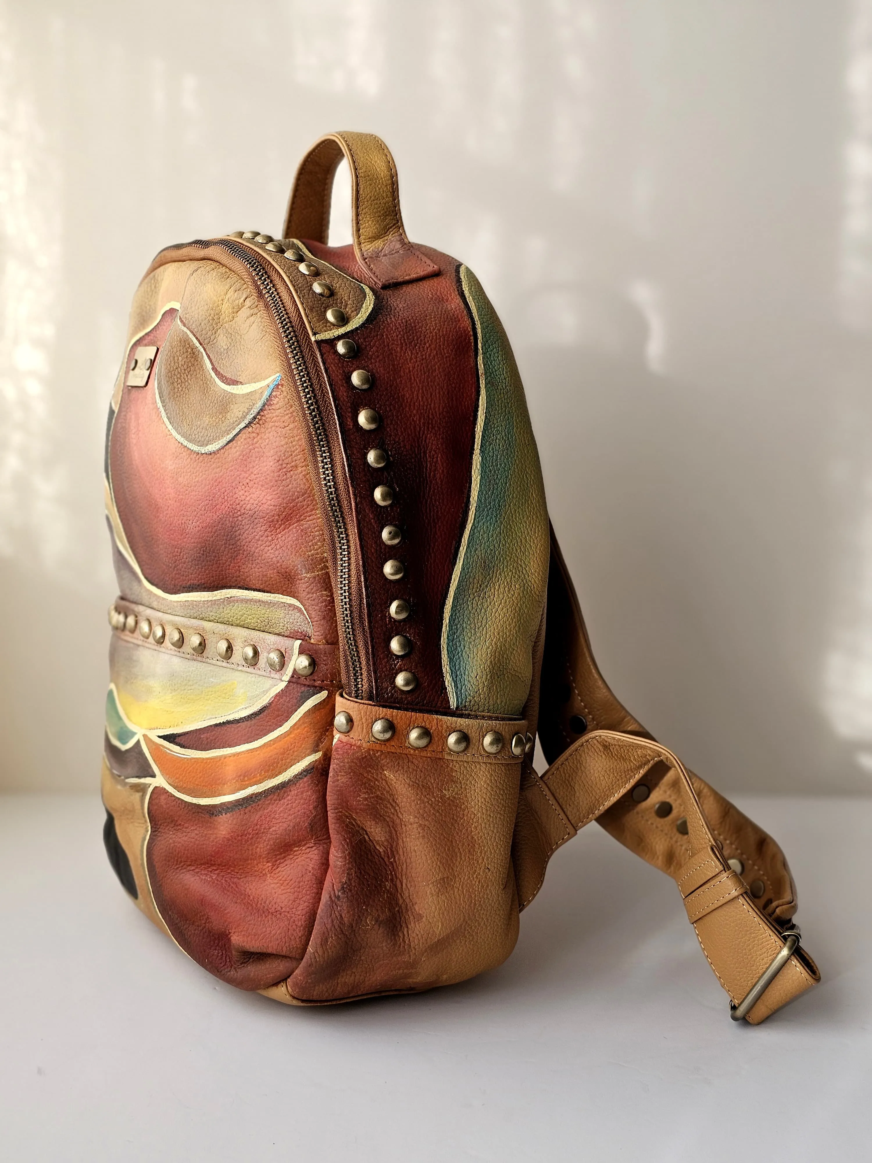 Leather Backpack with Studs