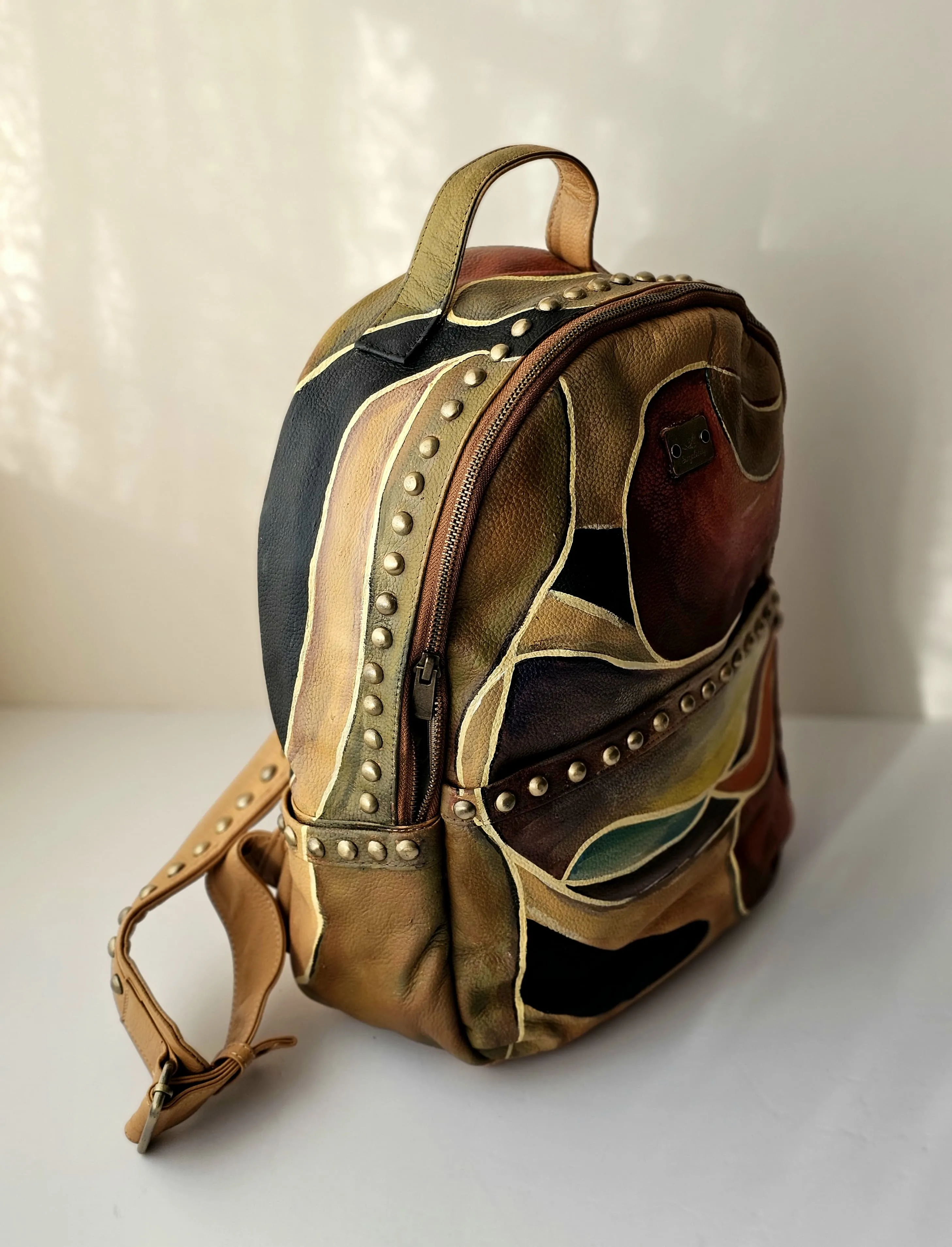 Leather Backpack with Studs