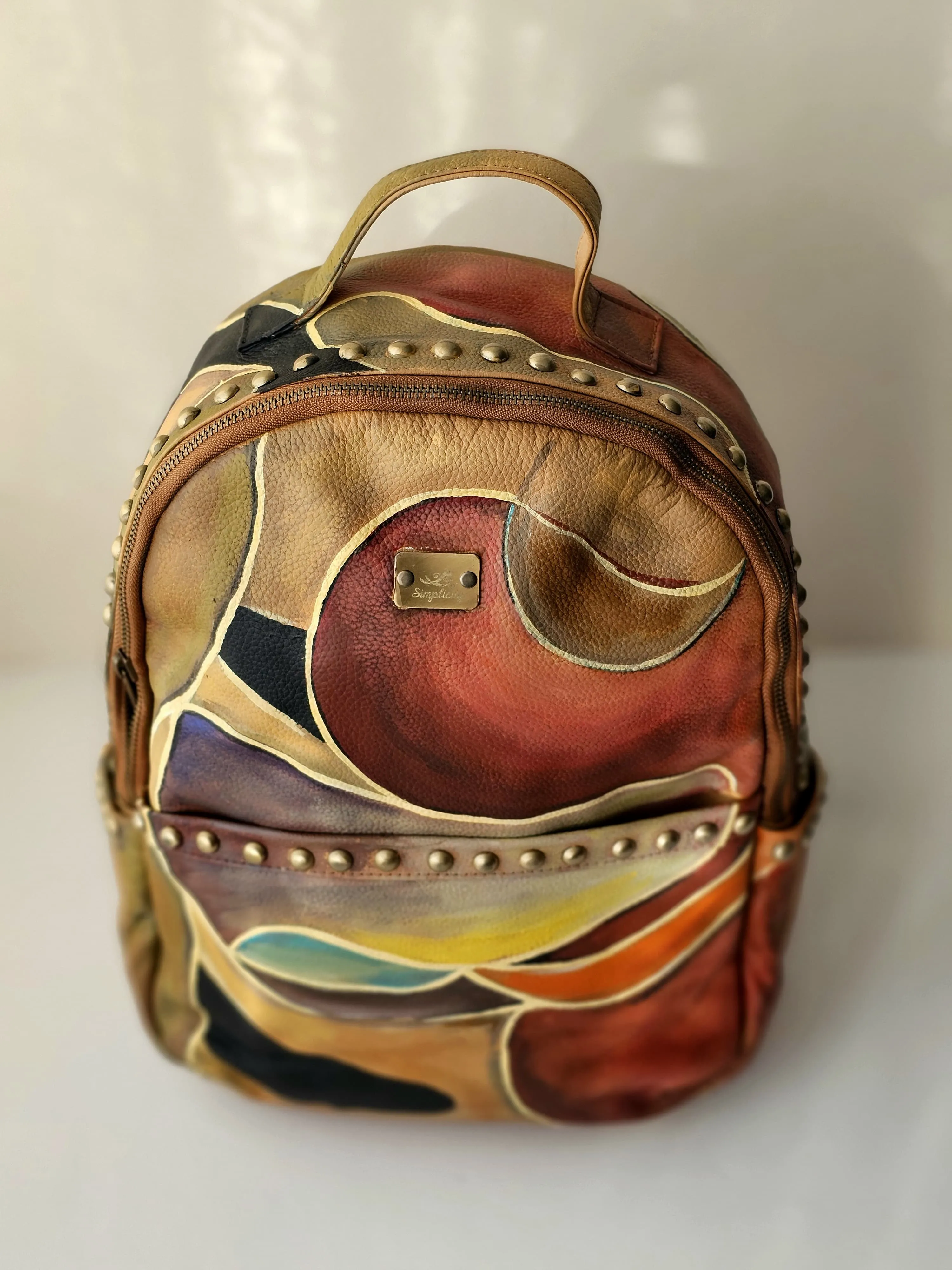 Leather Backpack with Studs