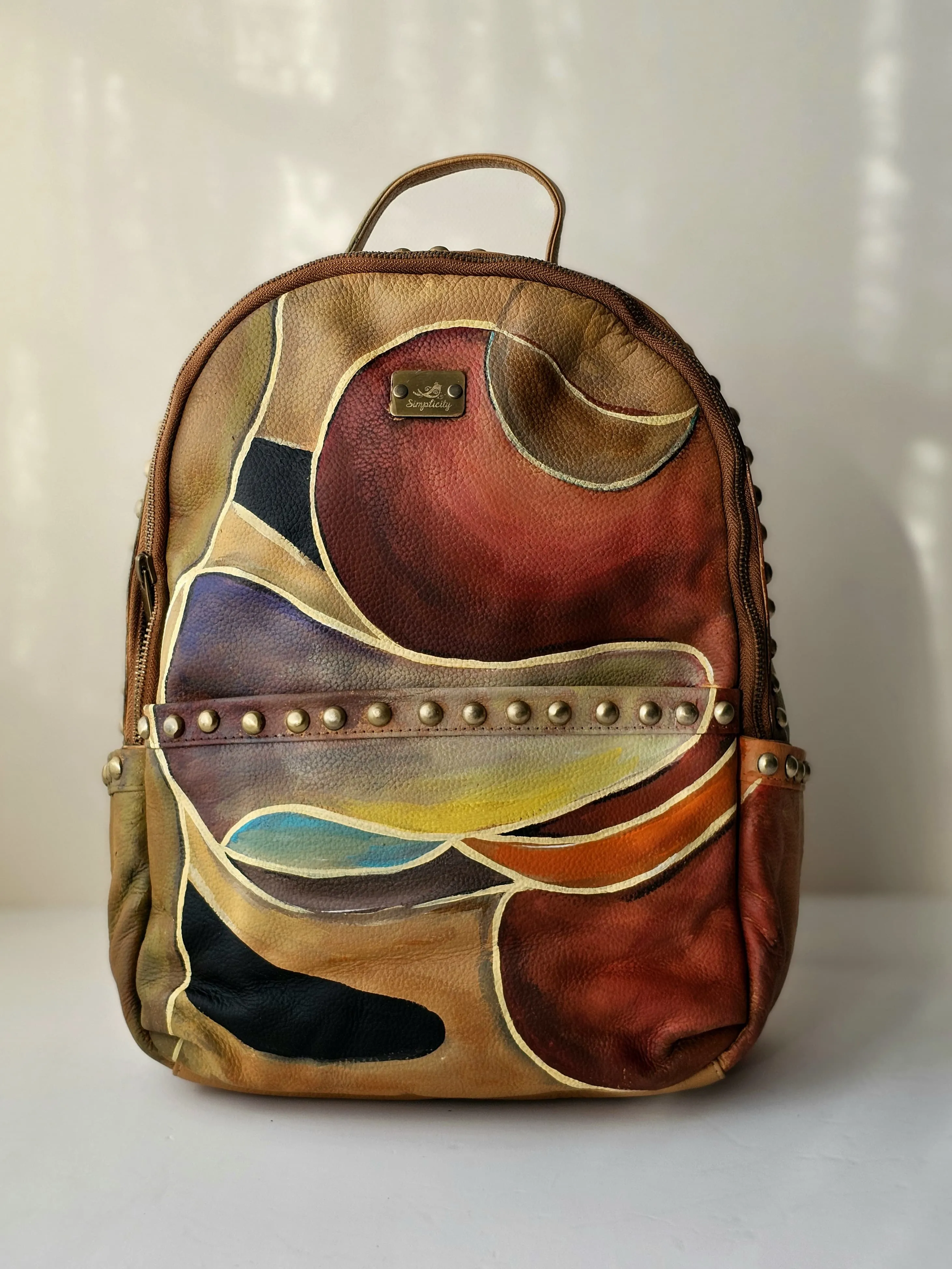 Leather Backpack with Studs