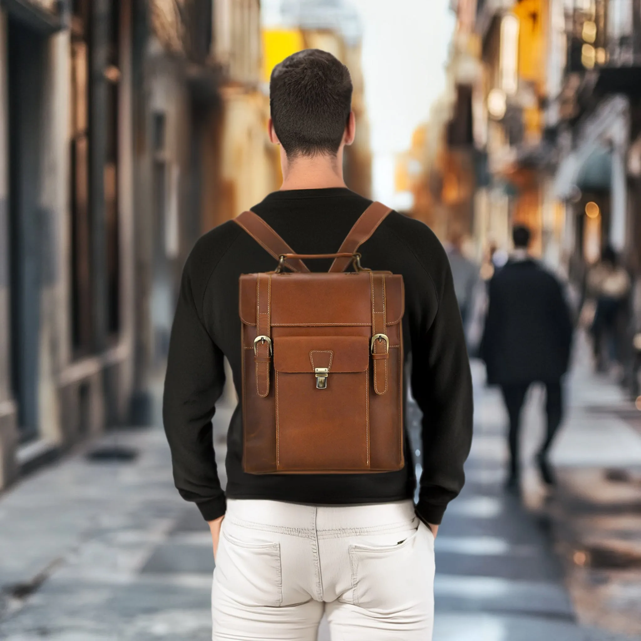 Leather Convertible Backpack | Mediterranean Sea