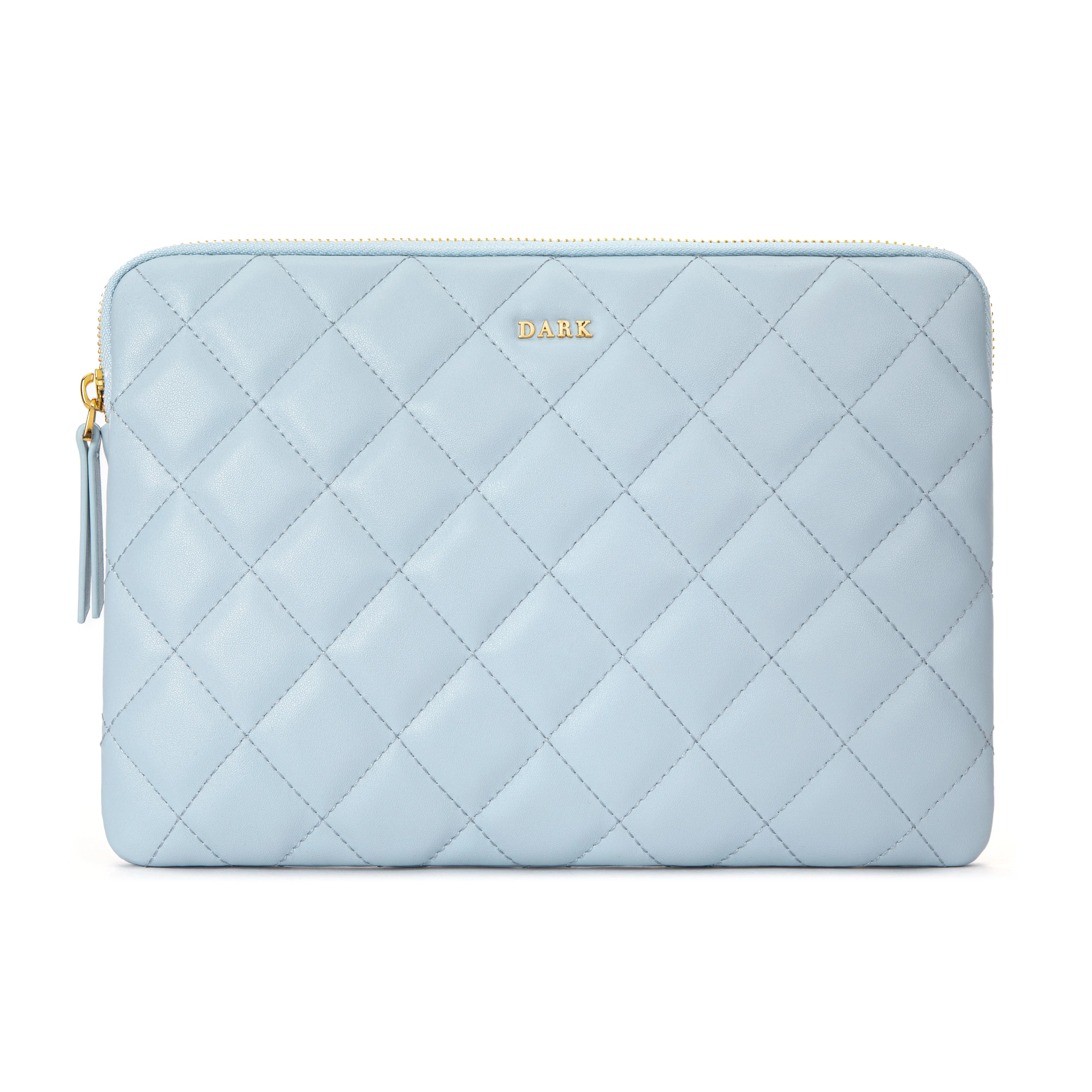 LEATHER QUILTED MEDIUM POUCH IBIZA BLUE