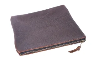 LEATHER TOP ZIPPER POUCH - LARGE