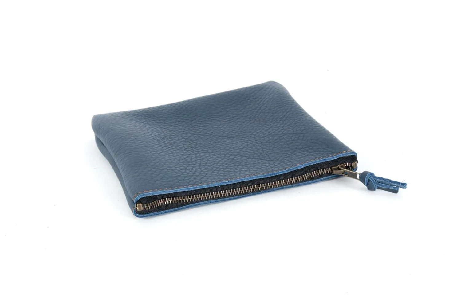 LEATHER TOP ZIPPER POUCH - SMALL