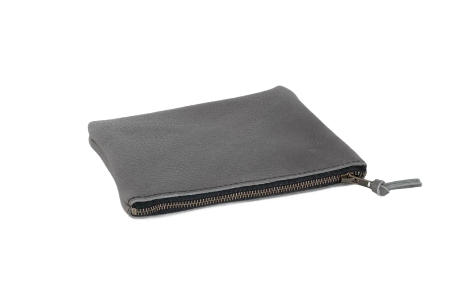 LEATHER TOP ZIPPER POUCH - SMALL