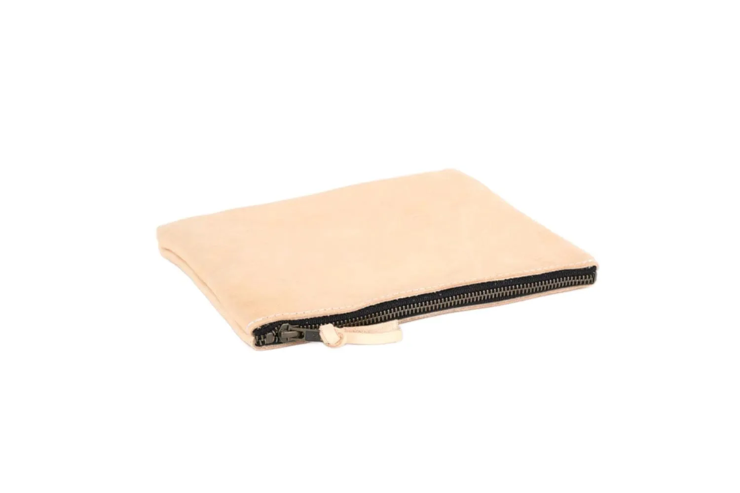 LEATHER TOP ZIPPER POUCH - SMALL