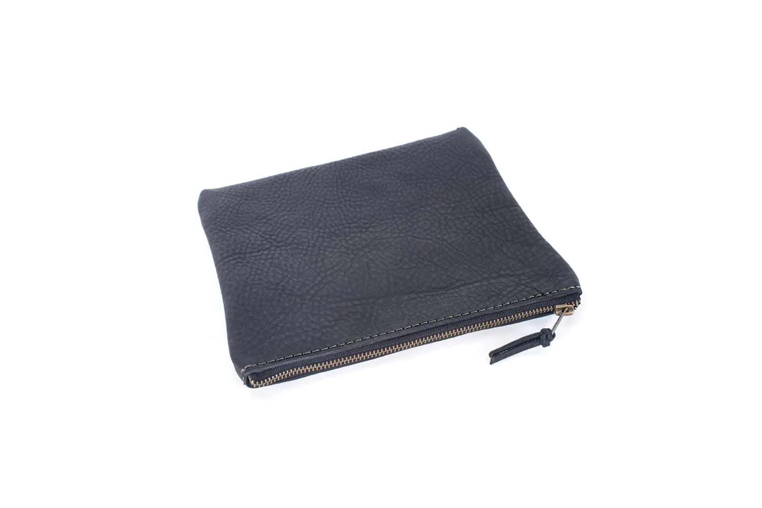 LEATHER TOP ZIPPER POUCH - SMALL