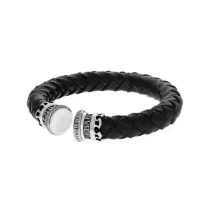 Leather Wrapped Cuff with Silver Coin Edges