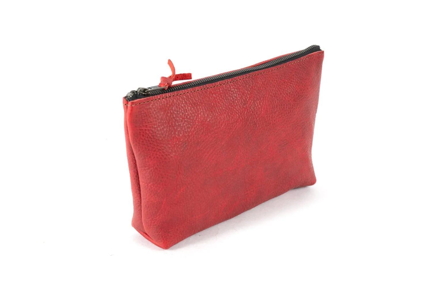 LEATHER ZIPPERED POUCH WITH GUSSET - LARGE - IN STOCK