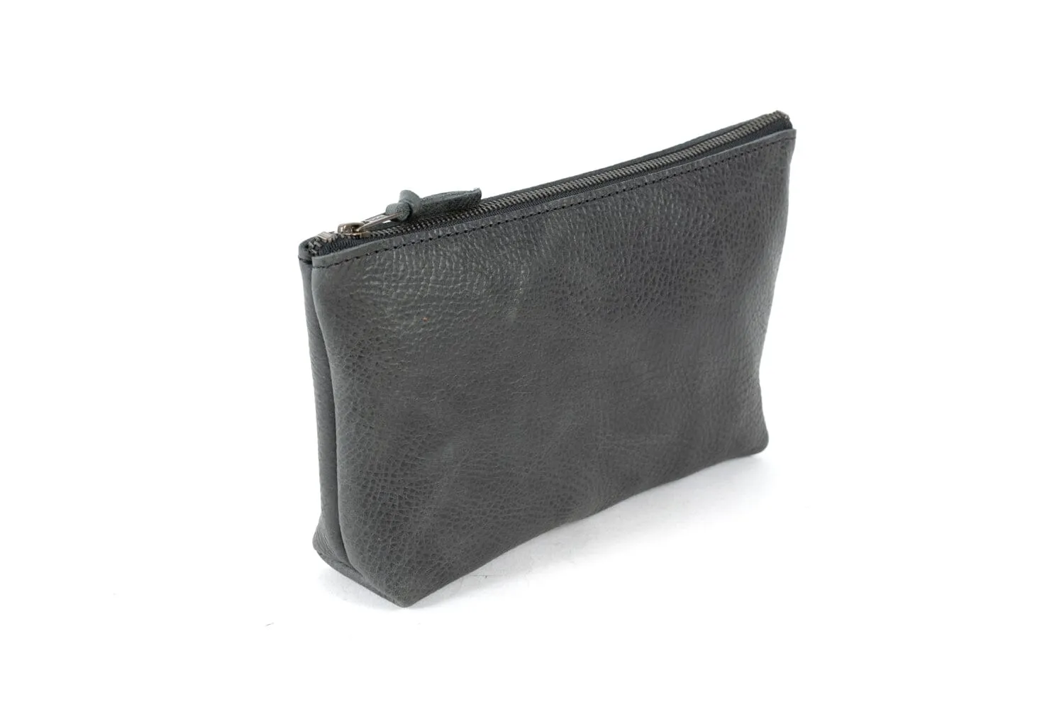 LEATHER ZIPPERED POUCH WITH GUSSET - LARGE - IN STOCK