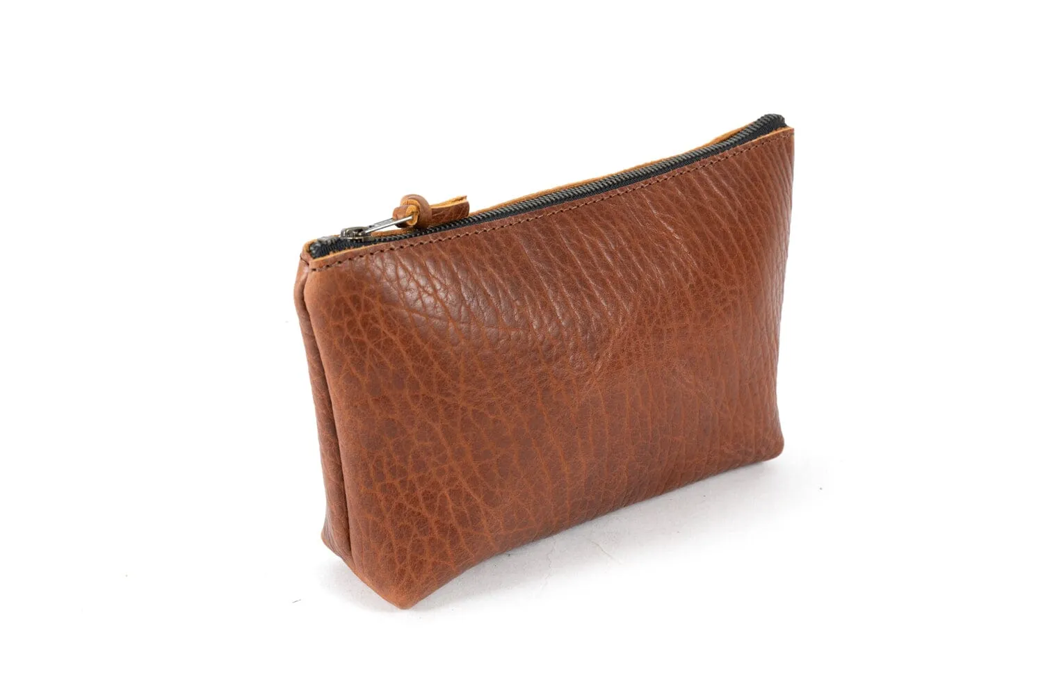 LEATHER ZIPPERED POUCH WITH GUSSET - LARGE - IN STOCK