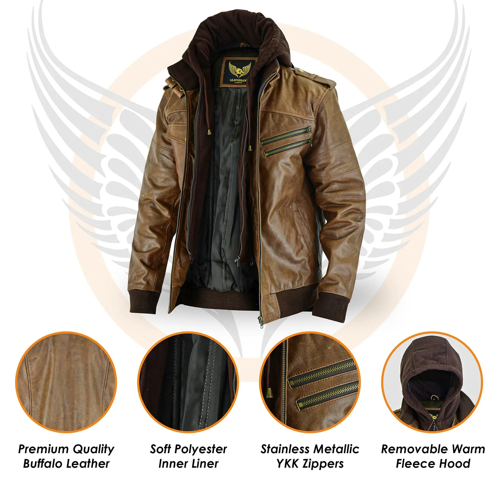 Leatherick Men’s Buffalo Victor Brown Leather Jacket