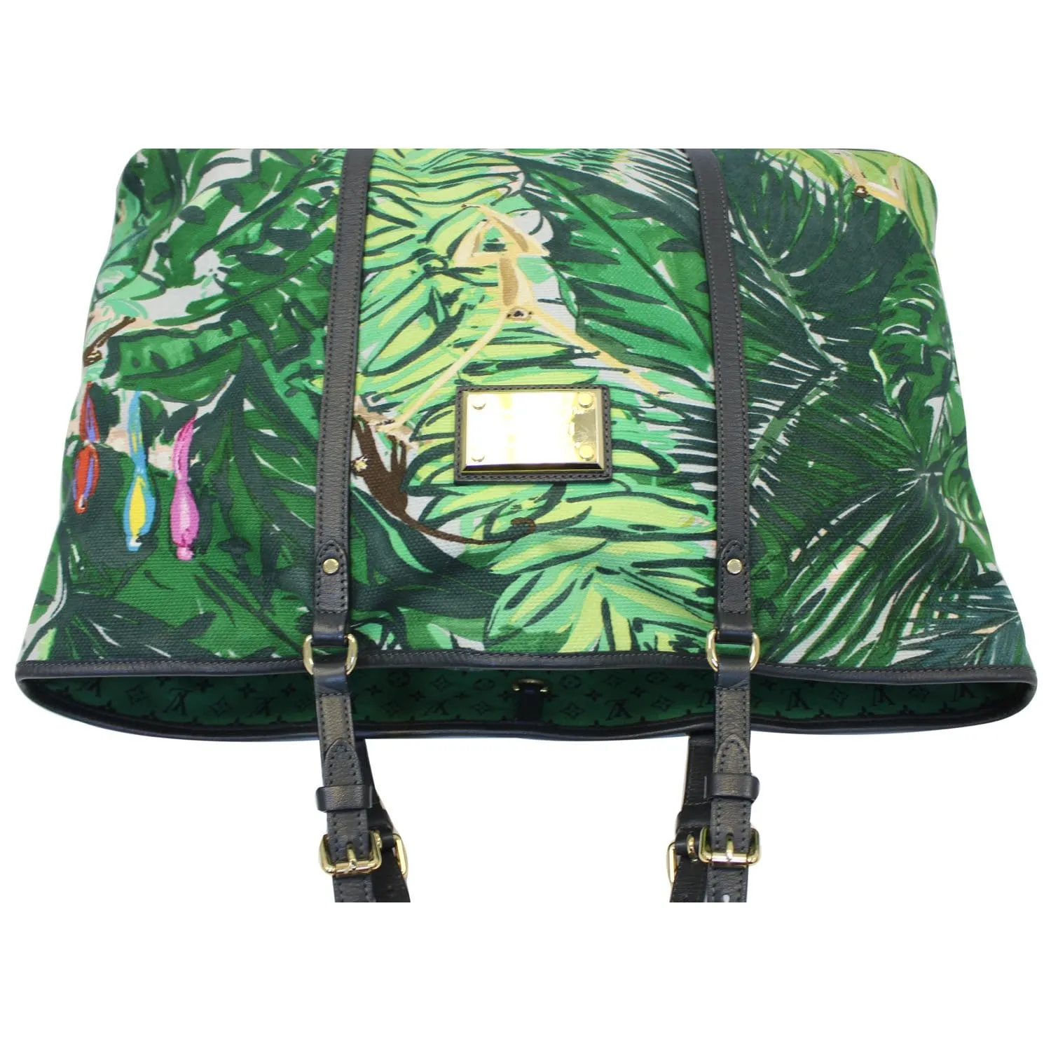 LOUIS VUITTON Ailleurs Cabas GM Printed Canvas Shoulder Bag Green
