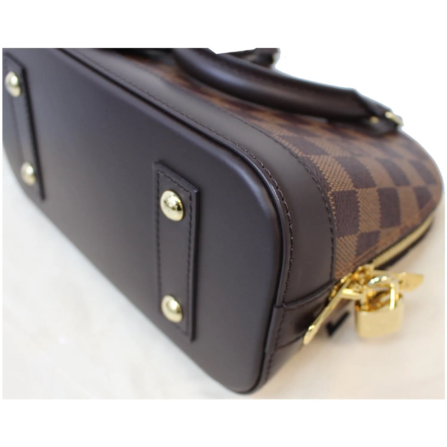 LOUIS VUITTON Alma BB Damier Ebene Satchel Bag Brown