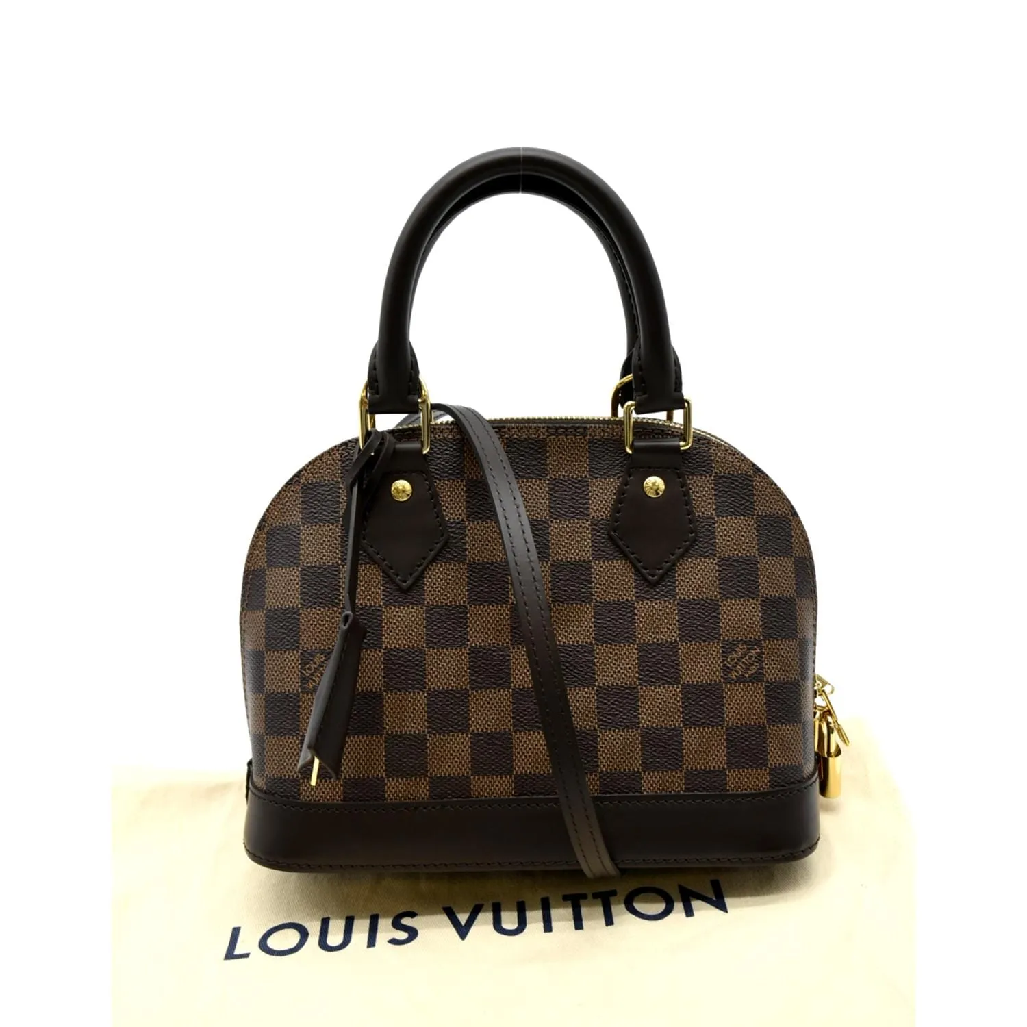 LOUIS VUITTON Alma BB Damier Ebene Satchel Crossbody Bag Brown