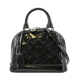LOUIS VUITTON Alma BB Monogram Vernis Satchel Bag Black