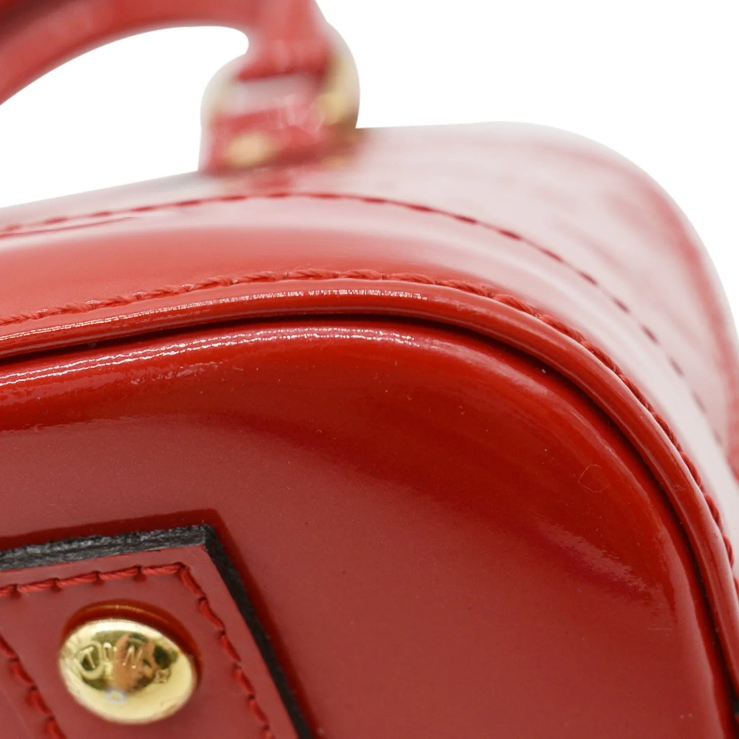 LOUIS VUITTON Alma BB Monogram Vernis Satchel Bag Red