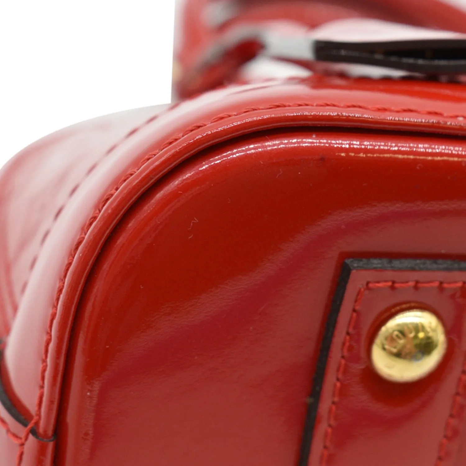 LOUIS VUITTON Alma BB Monogram Vernis Satchel Bag Red