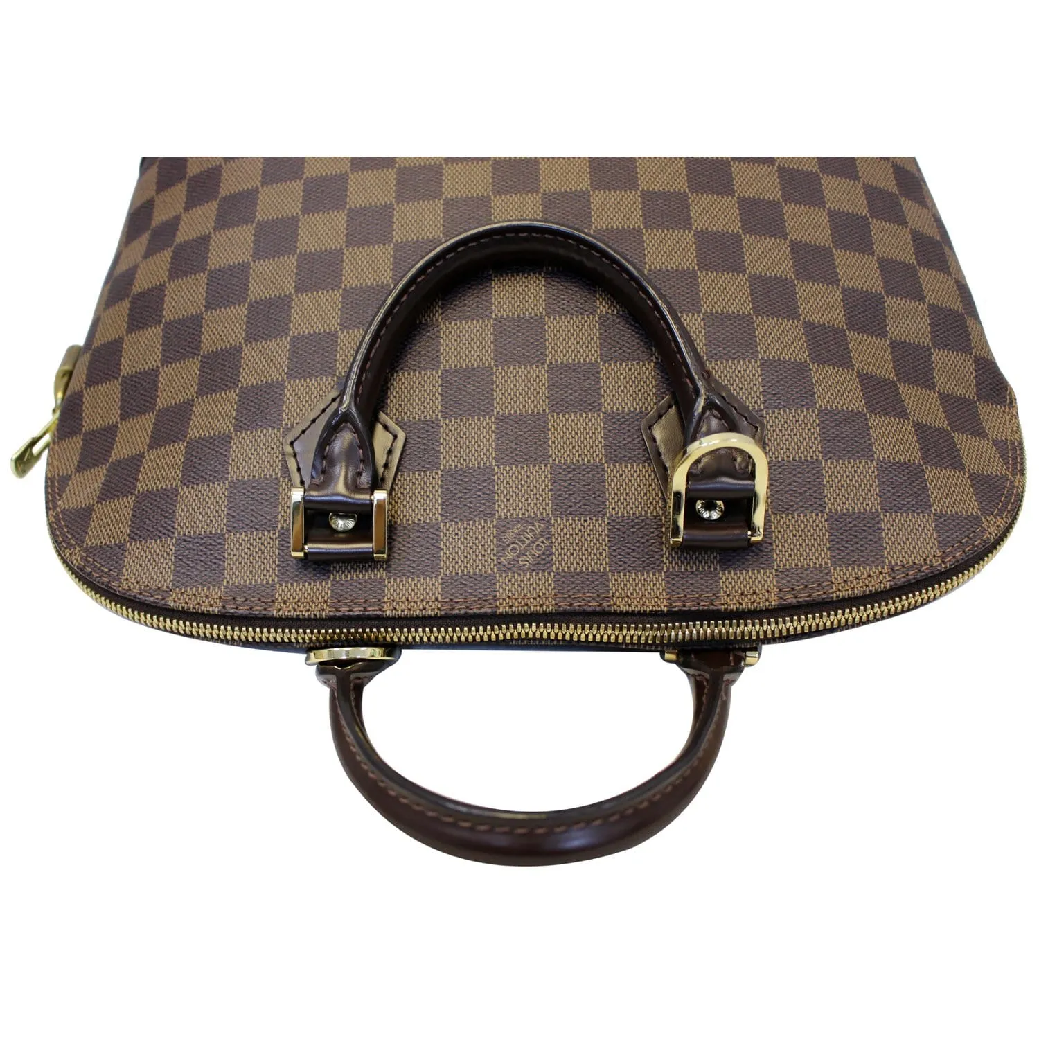 LOUIS VUITTON Alma Damier Ebene Satchel Bag Brown