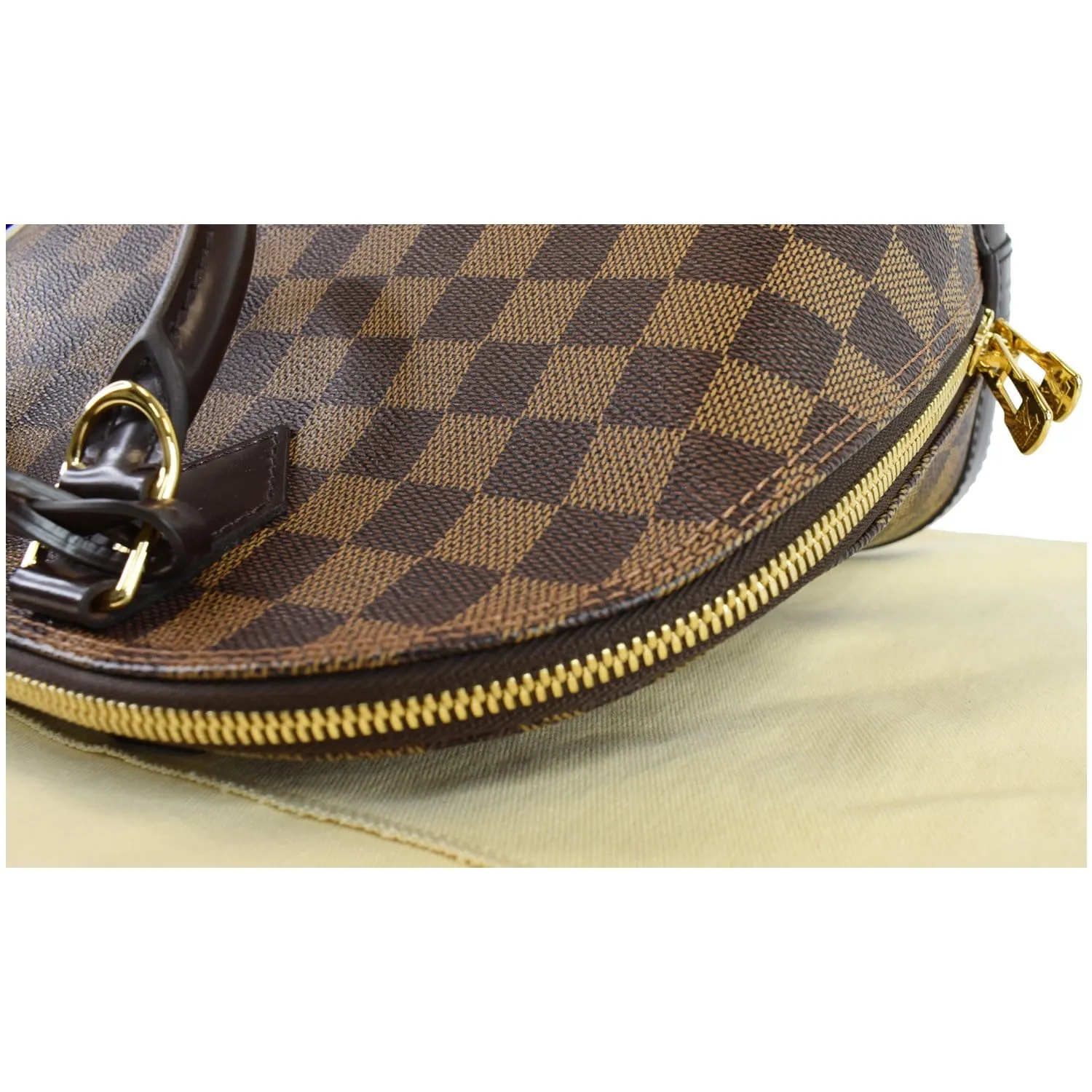 LOUIS VUITTON Alma Damier Ebene Satchel Bag Brown