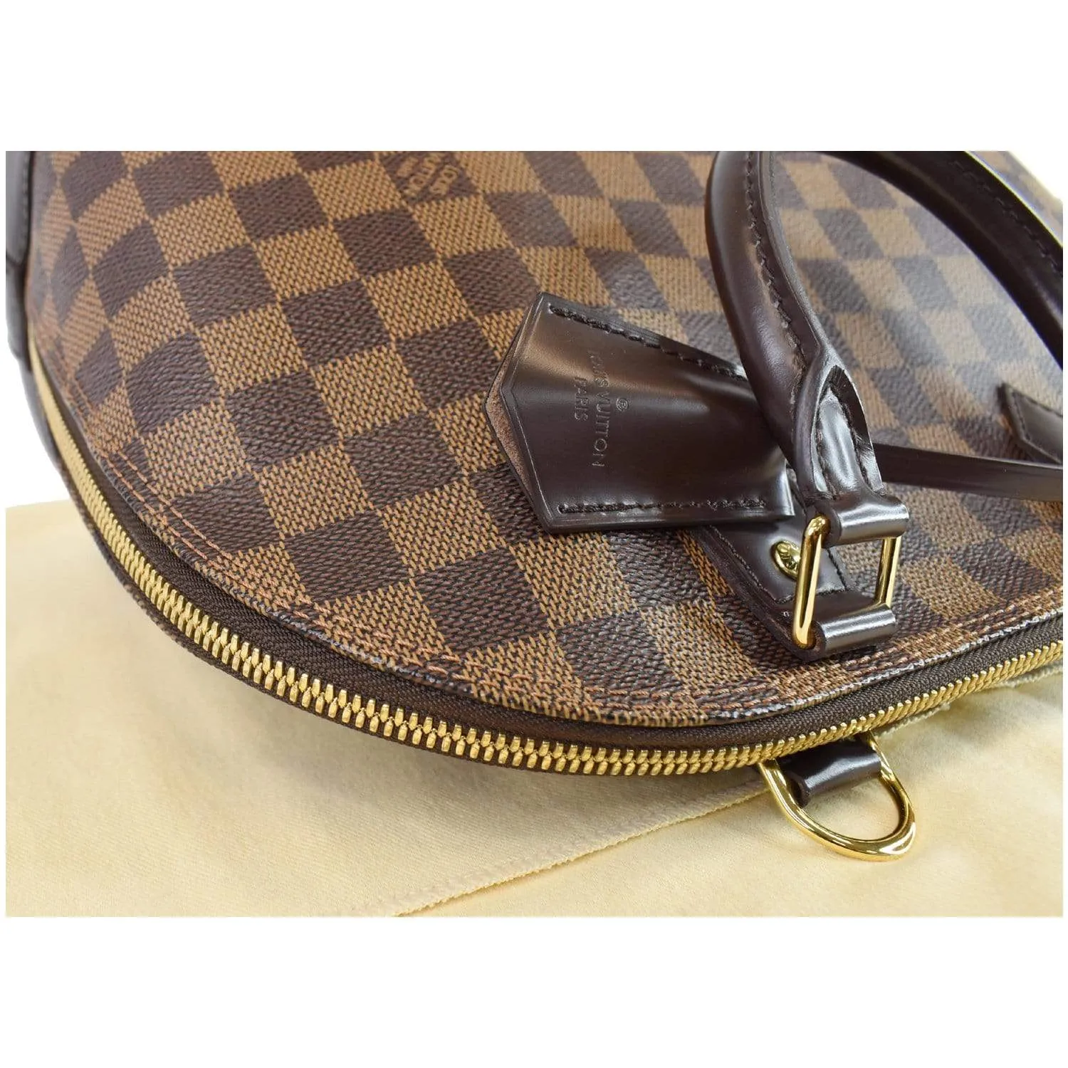 LOUIS VUITTON Alma Damier Ebene Satchel Bag Brown