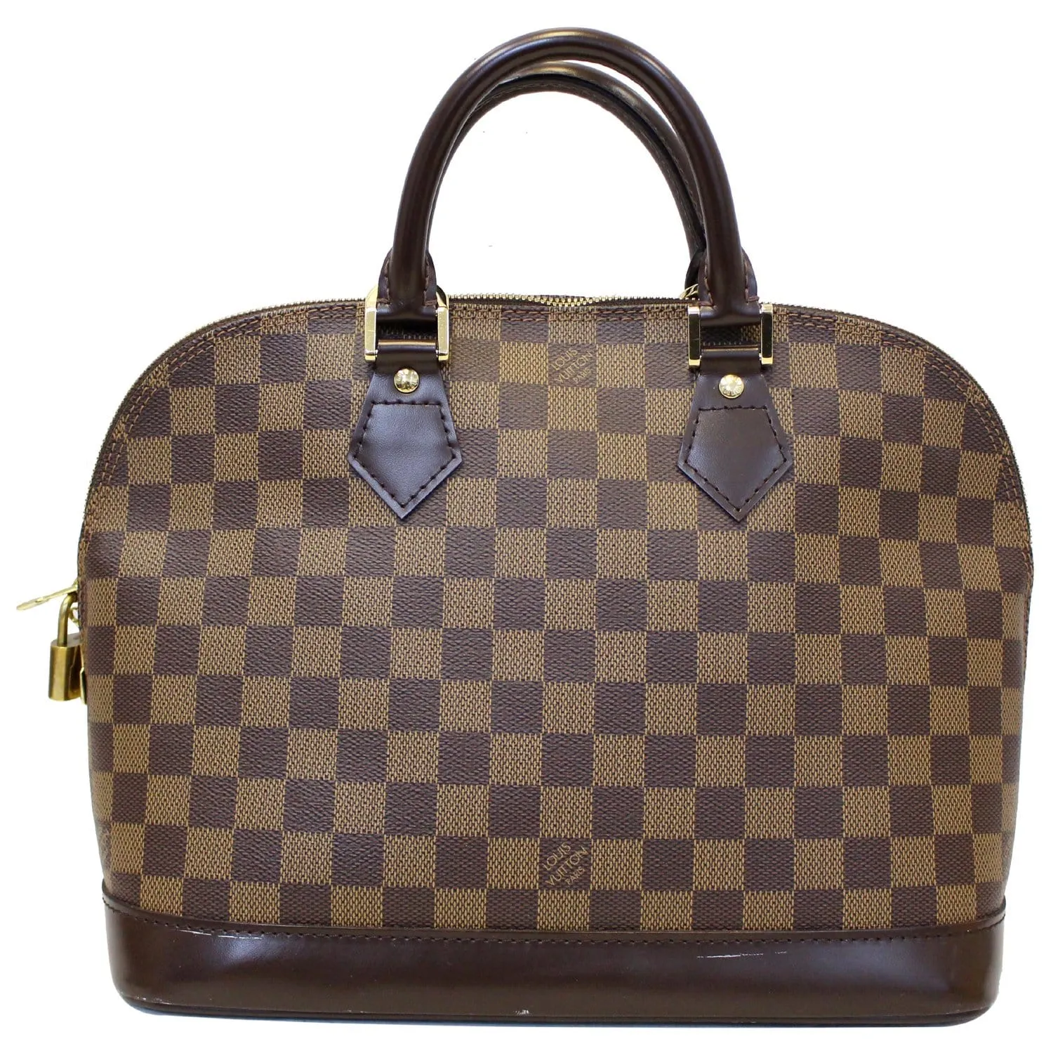 LOUIS VUITTON Alma Damier Ebene Satchel Bag Brown