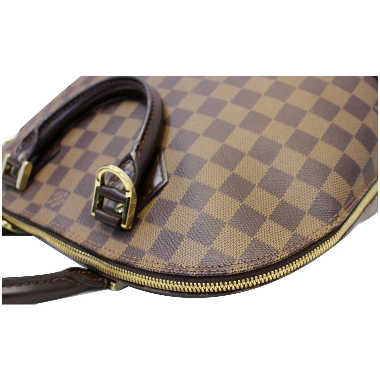 LOUIS VUITTON Alma Damier Ebene Satchel Bag Brown