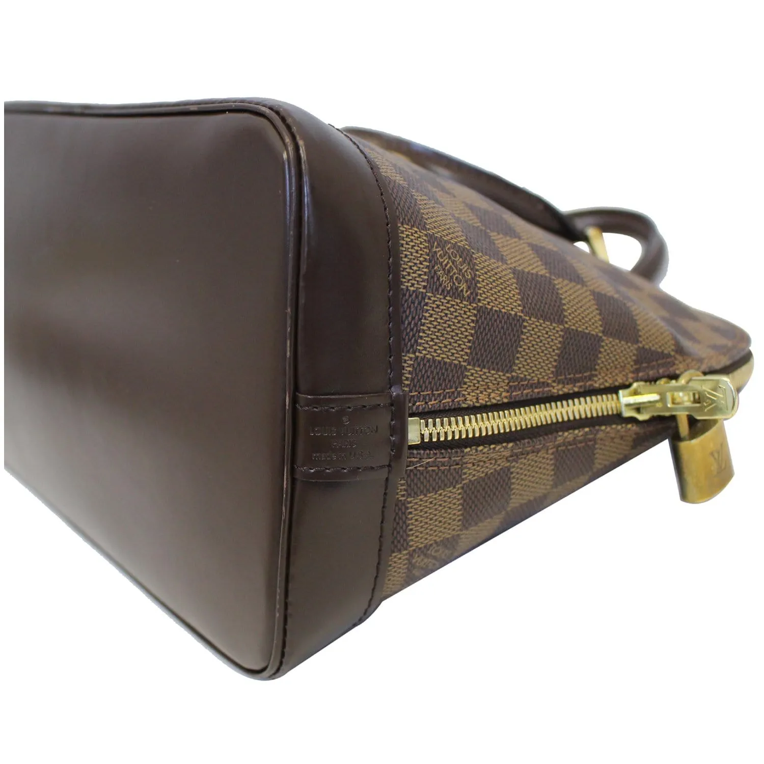 LOUIS VUITTON Alma Damier Ebene Satchel Bag Brown