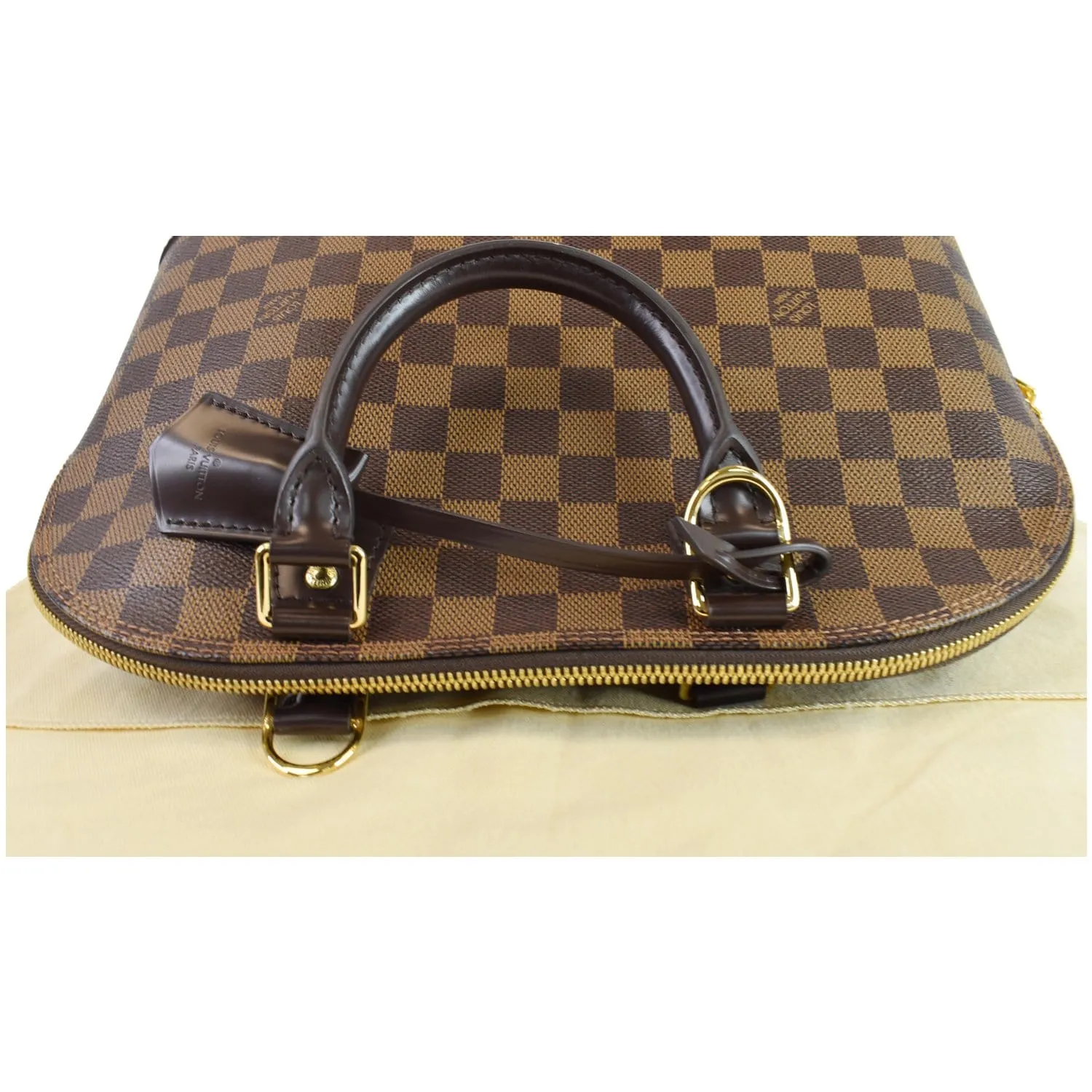 LOUIS VUITTON Alma Damier Ebene Satchel Bag Brown