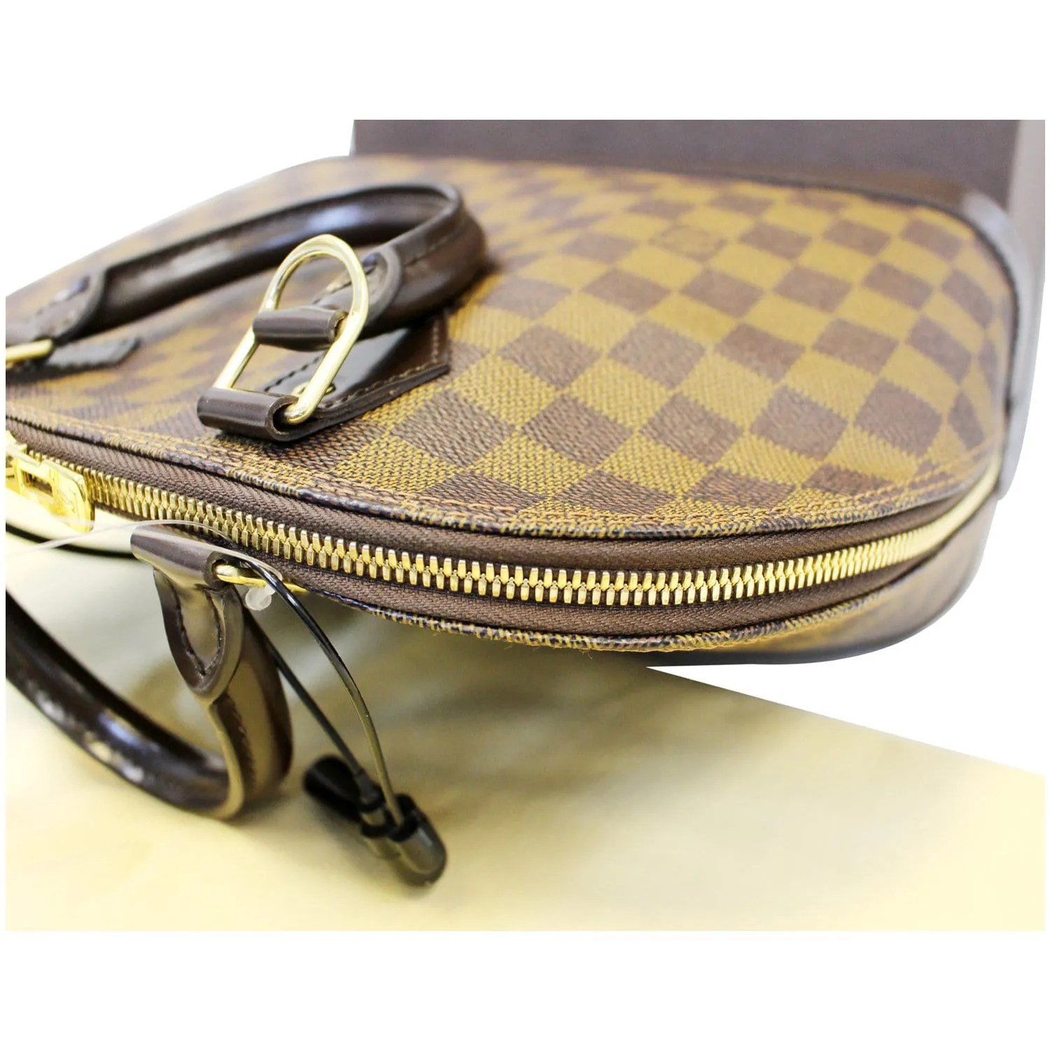 LOUIS VUITTON Alma Damier Ebene Satchel Handbag Brown