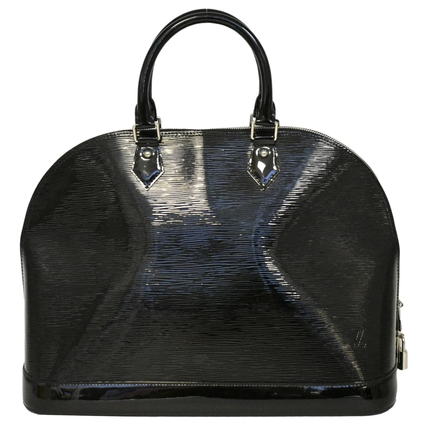 LOUIS VUITTON Alma GM Electric Epi Leather Satchel Bag Black