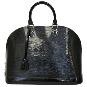 LOUIS VUITTON Alma GM Electric Epi Leather Satchel Bag Black