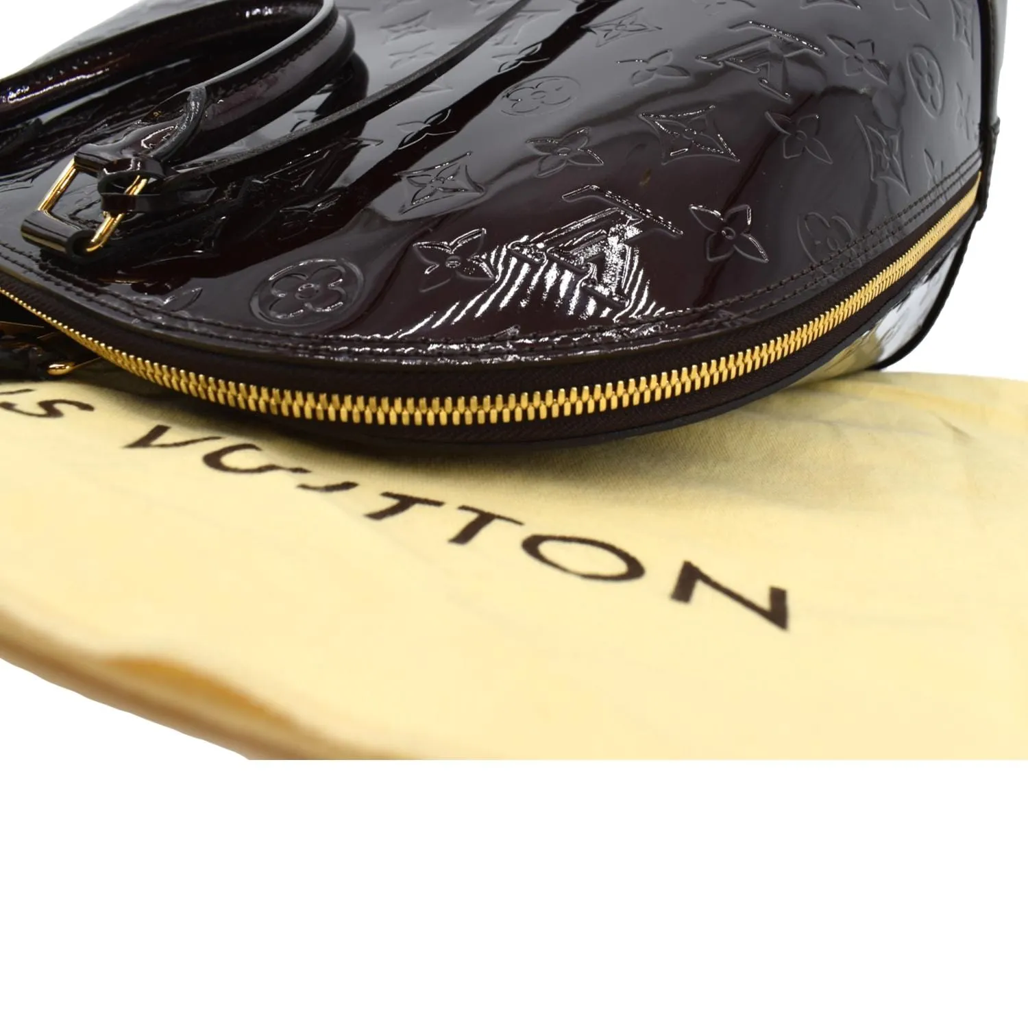 LOUIS VUITTON Alma GM Monogram Vernis Leather Satchel Bag Amarante